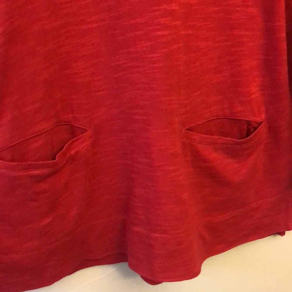 J. Jill Sweater Size Small Red V-Neck Pocketed Tunic Top 100% Cotton - Picture 5 of 12